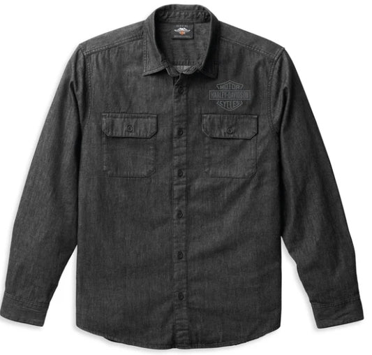 Men's Bar & Shield Denim Shirt - Black Beauty 2