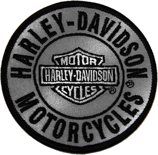 Harley-Davidson 3in. Embroidered Reflective Round B&S Logo Emblem Sew-On Patch