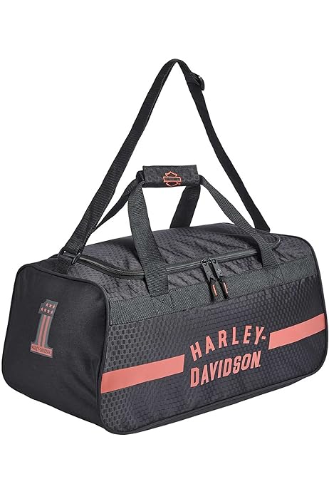 Harley-Davidson Rust Orange #1 Logo Sports Duffel Bag w/ Shoulder Strap Black