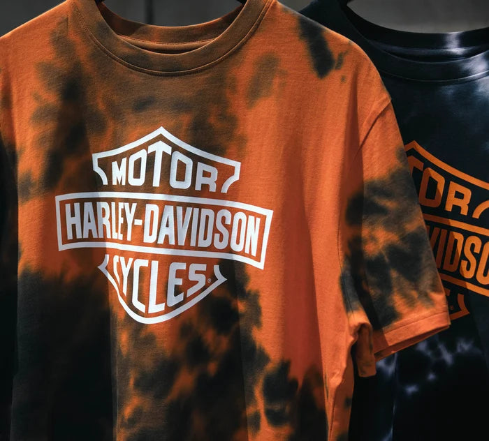 Men's Bar & Shield Tie Dye Tee - Harley Orange