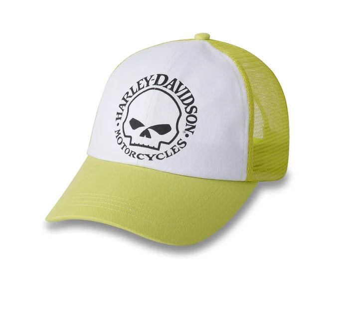 Willie G Skull Trucker Cap - Colorblocked - Wild Lime