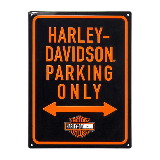 Harley-Davidson® Embossed Parking Only B&S Logo Tin Sign - 12 x 15.75 inches