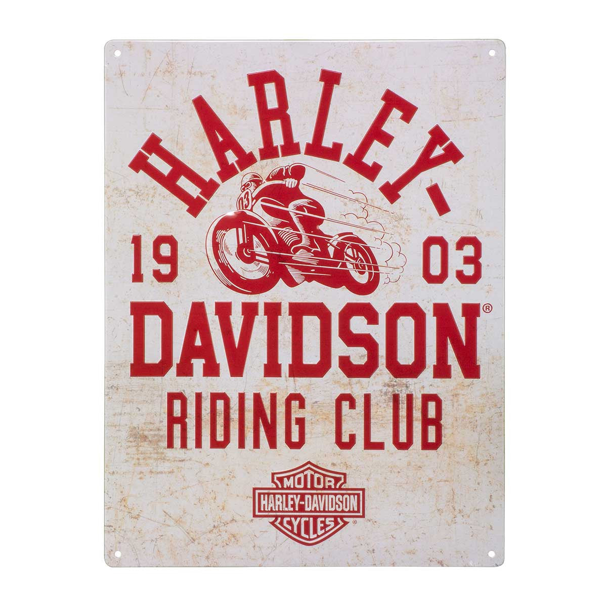 Harley-Davidson® Embossed Tin Sign, Riding Club Bar & Shield Logo 12 x 15.75 inch