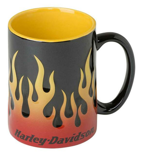 Harley-Davidson® Core Sculpted Flames Coffee Mug, 15 oz. - Black