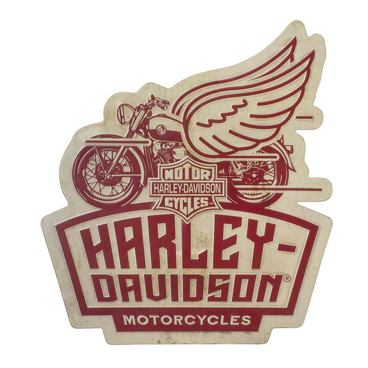 Harley-Davidson® Embossed Tin Sign, Winged Motorcycle, 21.6 x 24 inches