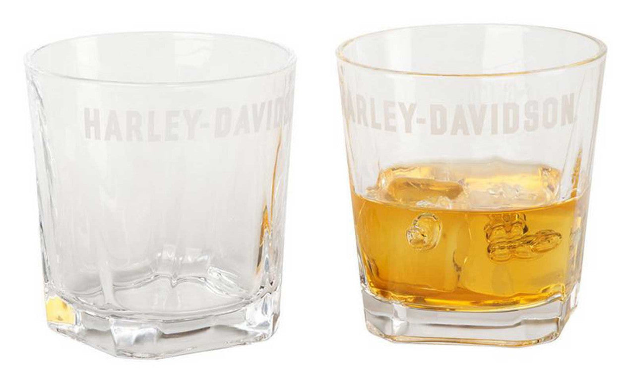 Harley-Davidson® Etched H-D Logo Rocks Glass Set, Set of Two 8 oz. Glasses