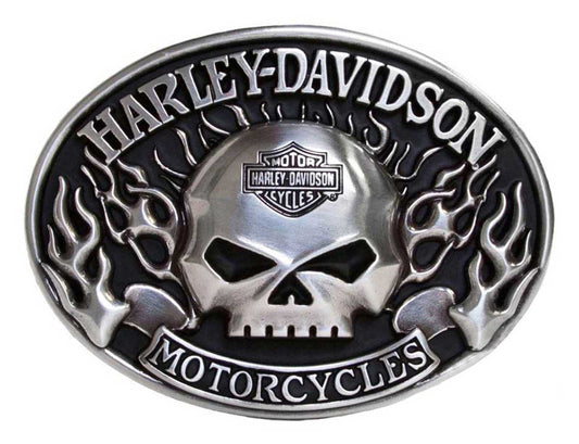 Harley-Davidson® Men's Immunity Skull Belt Buckle, Antique Nickel Finish