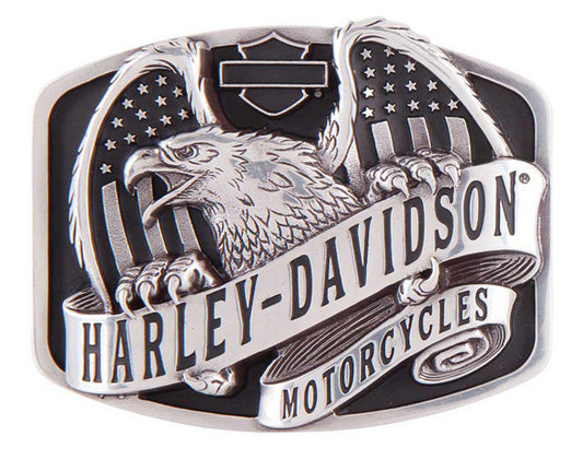 Harley-Davidson® Men's Eagle Wing Over America Belt Buckle, Antique Nickel Finish