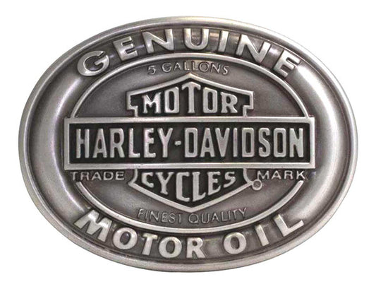 Harley-Davidson® Men's Genuine Motor Oil Belt Buckle, Antique Silver Finish