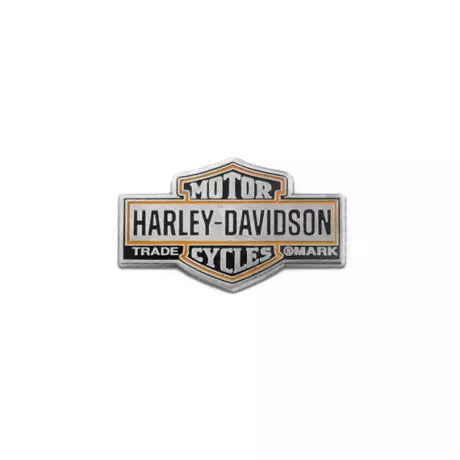 Harley-Davidson Pin Trademark Bar & Shield 1.5" silver/orange