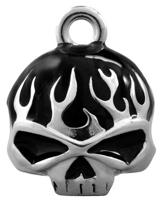 Harley-Davidson® Black Flames Skull Silver Ride Bell
