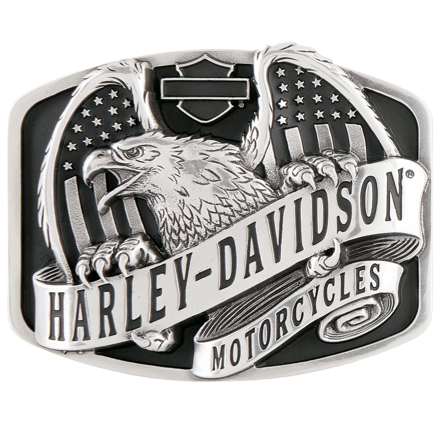 HD Wings Over America Buckle Antique Silver