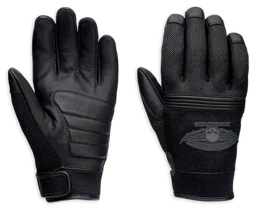 Men's Winged Skull Full-Finger Leather Gloves